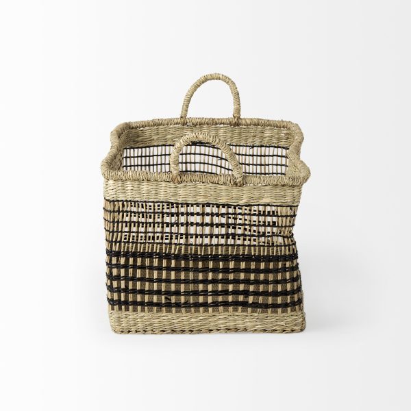 Nia 18.5L x 13.4W x 14.6H Set of 2 Light Brown Seagrass Rectangular Basket with Handles 2