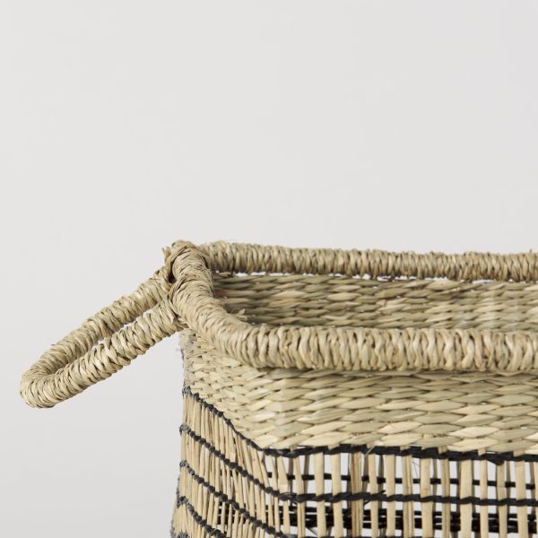 Nia 18.5L x 13.4W x 14.6H Set of 2 Light Brown Seagrass Rectangular Basket with Handles 4