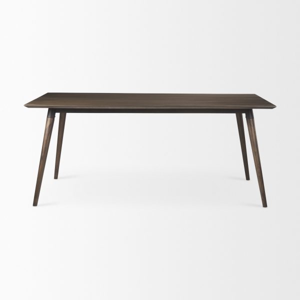 Nicholas II 72x39 Brown Solid Wood Top MetalWood Leg Dining Table 3