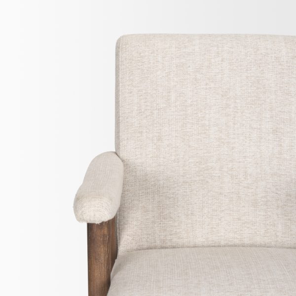 Nico Oatmeal Upholstered w Brown Wood Accent Chair 11
