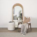 Nico Oatmeal Upholstered w/ Brown Wood Accent Chair
