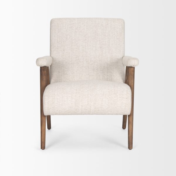 Nico Oatmeal Upholstered w Brown Wood Accent Chair 6
