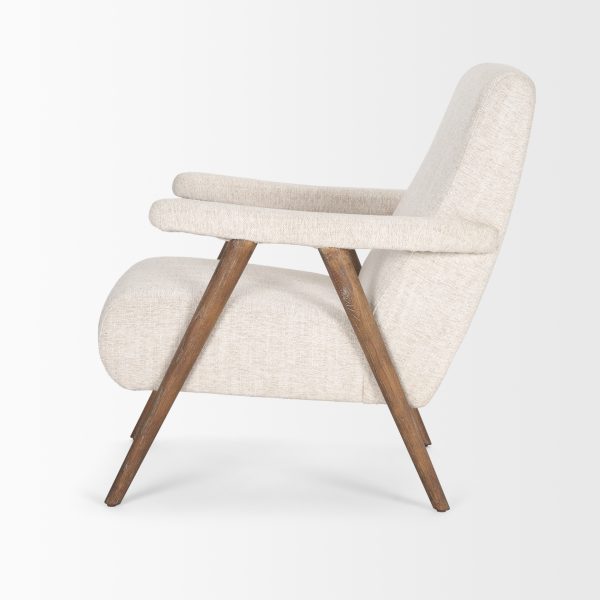 Nico Oatmeal Upholstered w Brown Wood Accent Chair 7