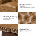 Nicole Camel Leather Tufted Wingback Accent Chair 10 Nicole Camel Leather Tufted Wingback Accent Chair