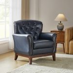 Nicole Genuine Leather Tufted Wingback Accent Chair 7 Nicole Genuine Leather Tufted Wingback Accent Chair