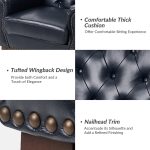 Nicole Genuine Leather Tufted Wingback Accent Chair 10 Nicole Genuine Leather Tufted Wingback Accent Chair