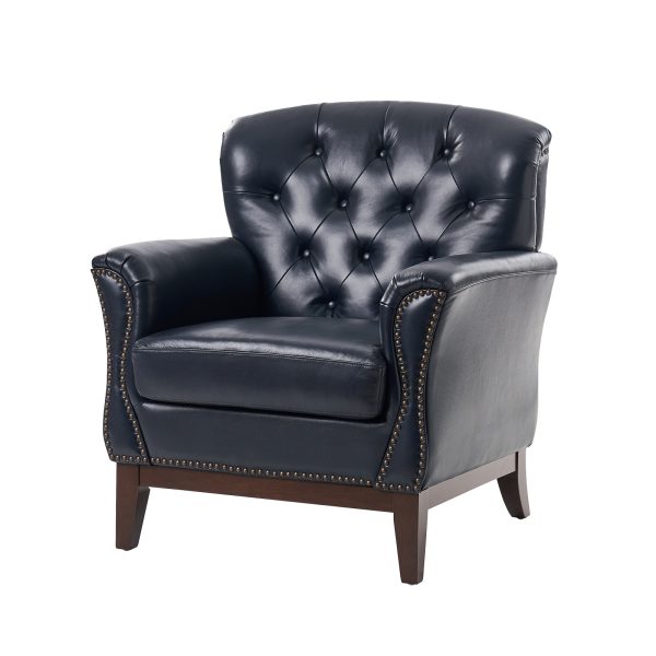 Nicole Genuine Leather Tufted Wingback Accent Chair