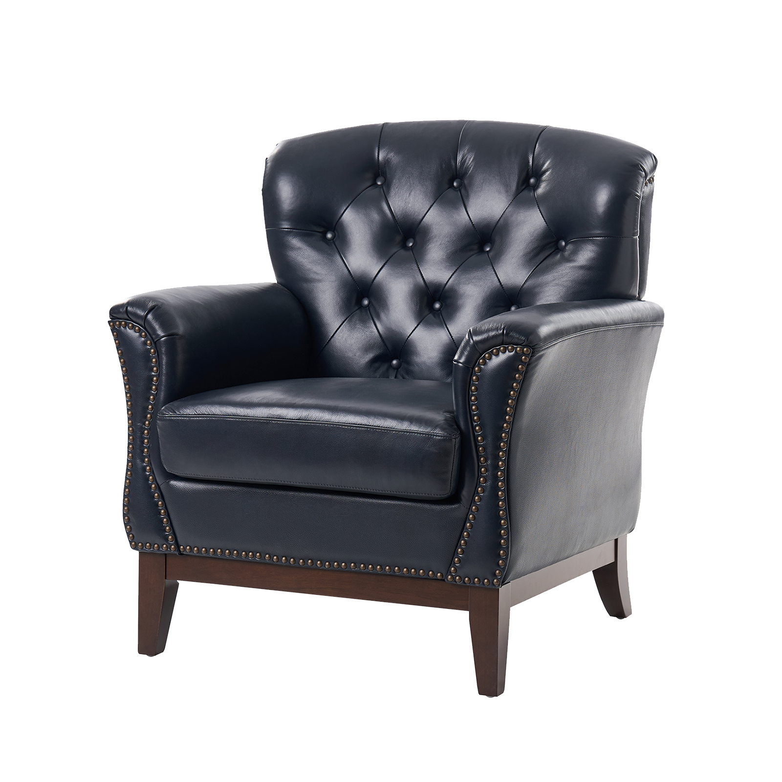 Nicole Genuine Leather Tufted Wingback Accent Chair 1 Nicole Genuine Leather Tufted Wingback Accent Chair