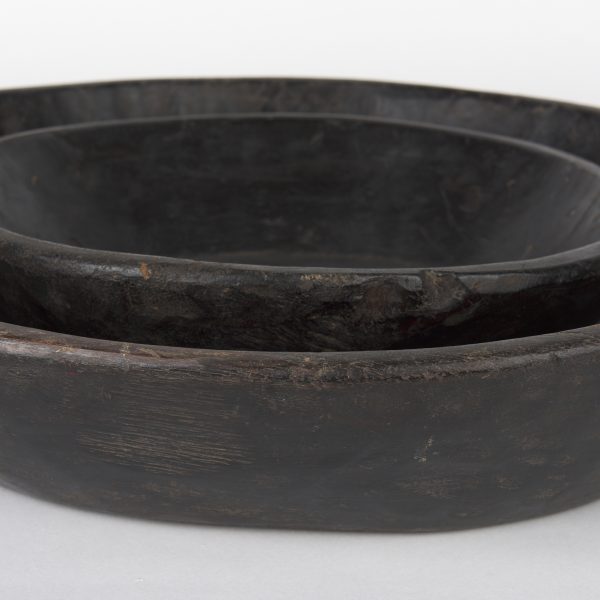 Nikita Set of 2 Large Black Brown Reclaimed Wood Bowls 3