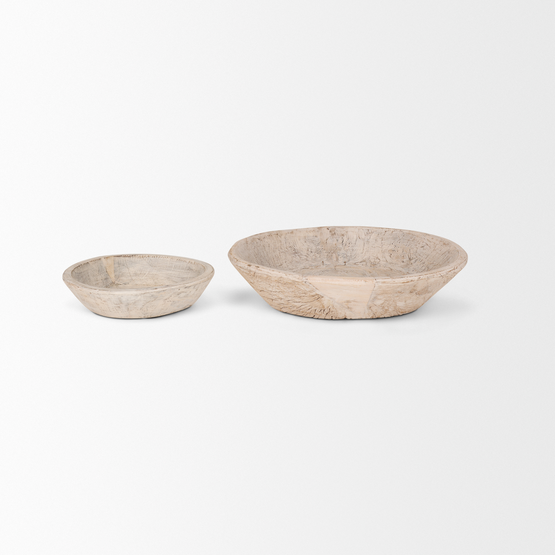 Nikita Set of 2 Large Light-Wash Reclaimed Wood Bowls 5 Nikita Set of 2 Large Light-Wash Reclaimed Wood Bowls - Image 5
