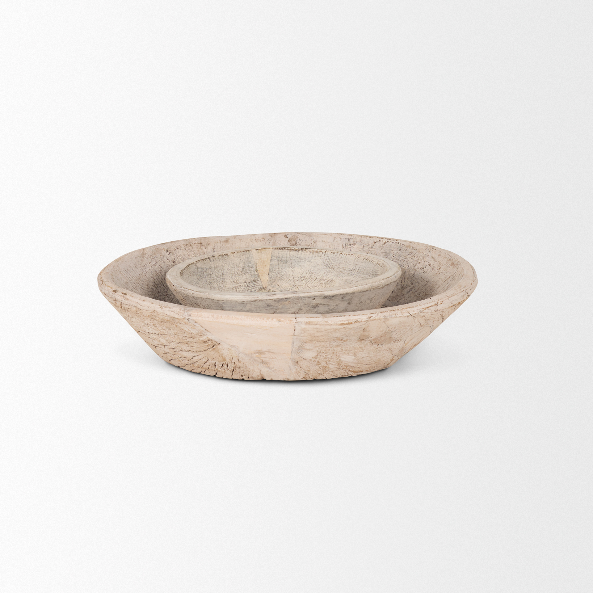 Nikita Set of 2 Large Light-Wash Reclaimed Wood Bowls 6 Nikita Set of 2 Large Light-Wash Reclaimed Wood Bowls - Image 6