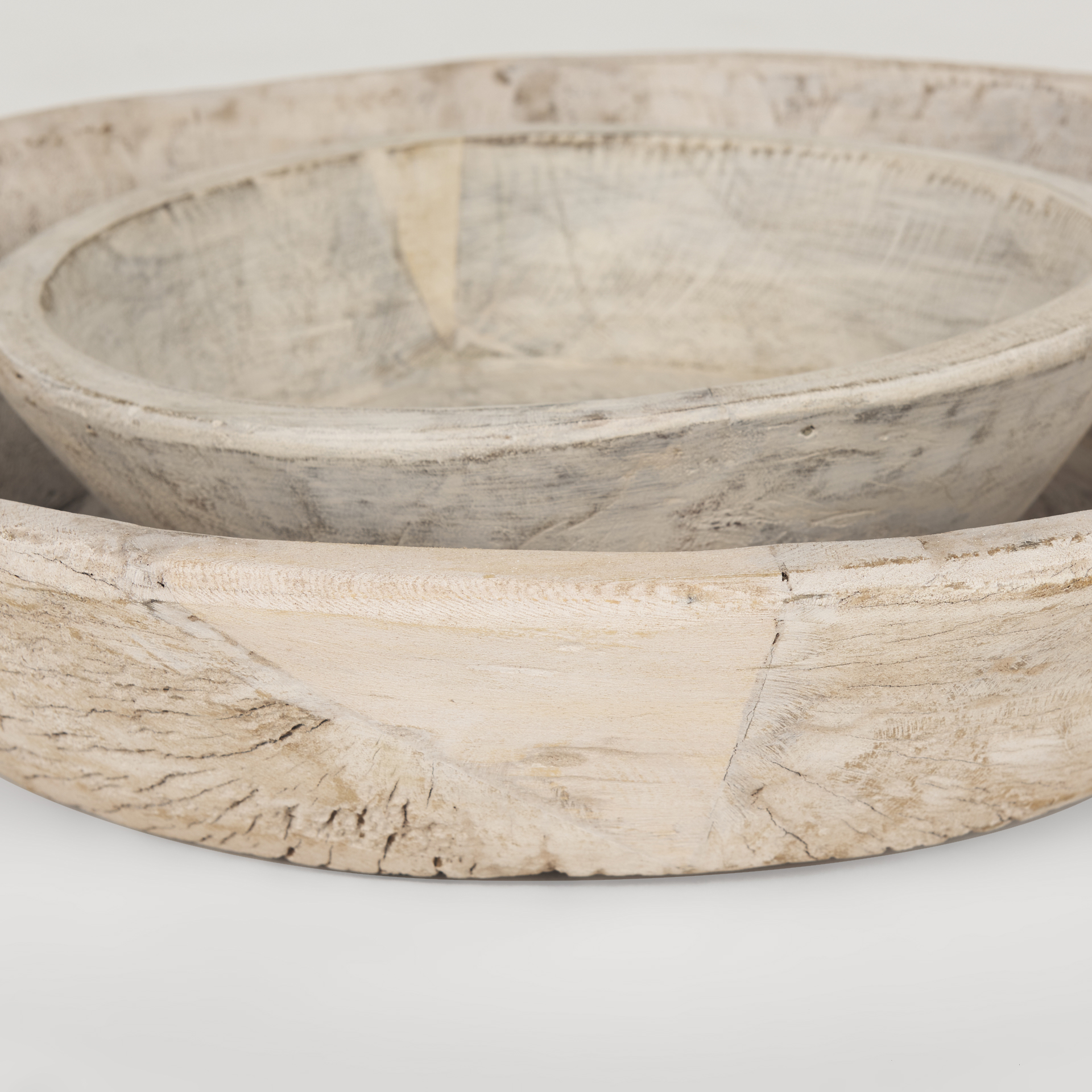 Nikita Set of 2 Large Light-Wash Reclaimed Wood Bowls 7 Nikita Set of 2 Large Light-Wash Reclaimed Wood Bowls - Image 7