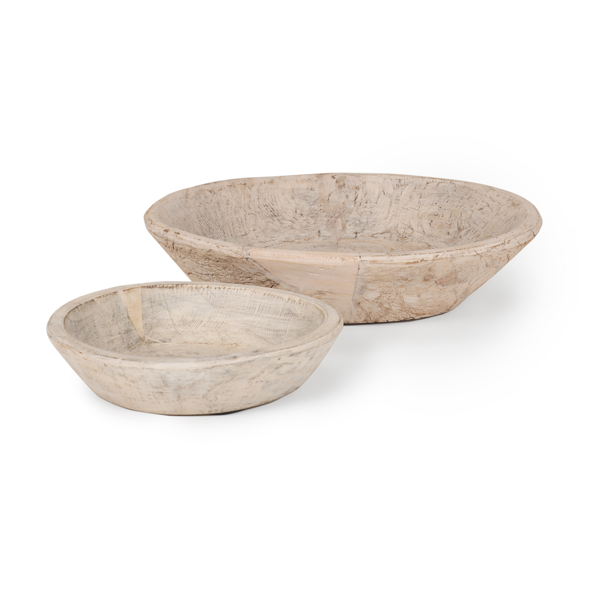 Nikita Set of 2 Large Light-Wash Reclaimed Wood Bowls 1 Nikita Set of 2 Large Light-Wash Reclaimed Wood Bowls