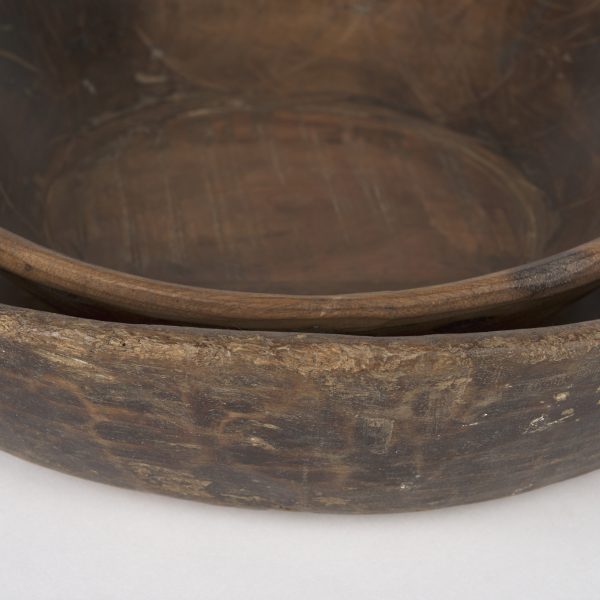 Nikita Set of 2 Large Medium Brown Reclaimed Wood Bowls 3