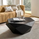 Nikolaus Black Geometric Fully Assembled Modern Coffee Table