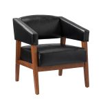 Nikolaus Black Vegan Leather Mid-Century Modern Armchair