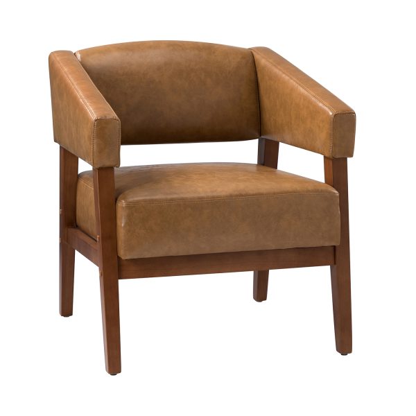 Nikolaus Camel Vegan Leather Mid Century Modern Armchair 1