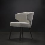 Niles 22.5L x 24.0W x 32.0H Cream Fabric Seat W/ Dark Brown Wooden Legs Wingback Dining Chair