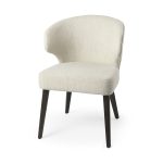Niles 22.5L x 24.0W x 32.0H Cream Fabric Seat W/ Dark Brown Wooden Legs Wingback Dining Chair