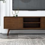 Brown Solid Wood Mid Century Modern TV Stand 72 Inch