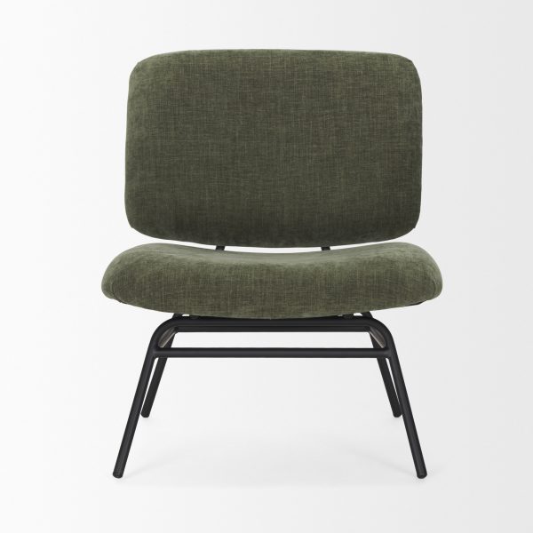 Nora Forest Green Fabric w Matte Black Metal Legs Accent Chair 4