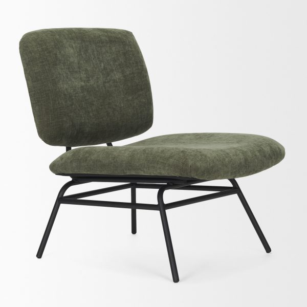 Nora Forest Green Fabric w Matte Black Metal Legs Accent Chair 8