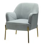 Nora Grey Velvet Mid-Century Modern Accent Chair with Gold Legs 7 Nora Grey Velvet Mid-Century Modern Accent Chair with Gold Legs