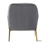 Nora Grey Velvet Mid-Century Modern Accent Chair with Gold Legs 8 Nora Grey Velvet Mid-Century Modern Accent Chair with Gold Legs