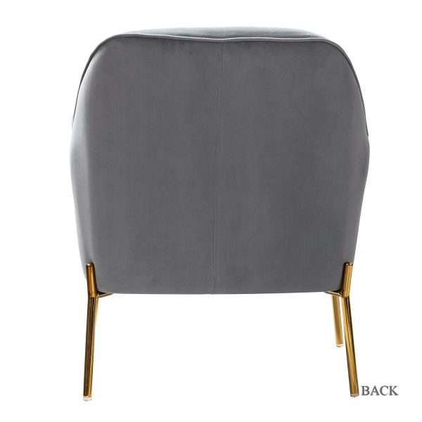 Nora Grey Velvet Mid Century Modern Accent Chair with Gold Legs 2