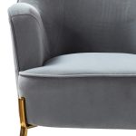 Nora Grey Velvet Mid-Century Modern Accent Chair with Gold Legs 9 Nora Grey Velvet Mid-Century Modern Accent Chair with Gold Legs