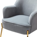 Nora Grey Velvet Mid-Century Modern Accent Chair with Gold Legs 10 Nora Grey Velvet Mid-Century Modern Accent Chair with Gold Legs