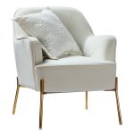 Nora Ivory Velvet Mid-Century Modern Accent Chair with Gold Legs 7 Nora Ivory Velvet Mid-Century Modern Accent Chair with Gold Legs