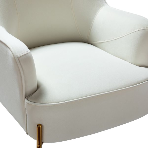Nora Ivory Velvet Mid Century Modern Accent Chair with Gold Legs 3