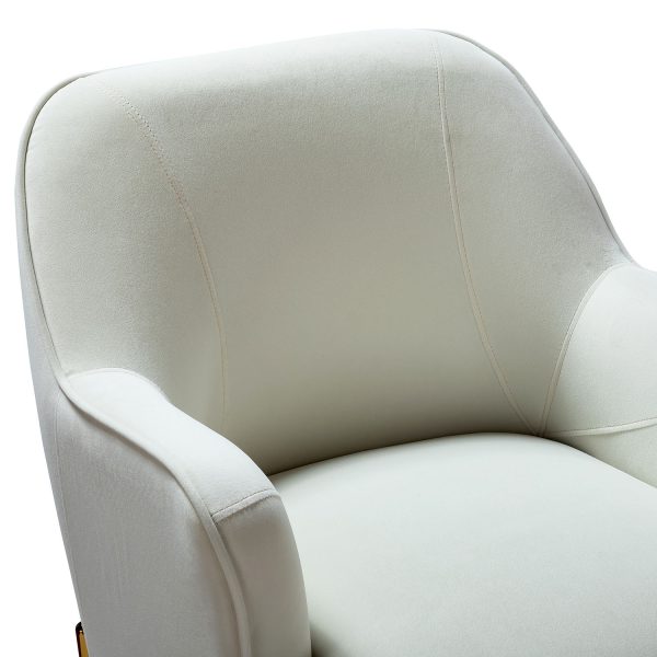 Nora Ivory Velvet Mid Century Modern Accent Chair with Gold Legs 4