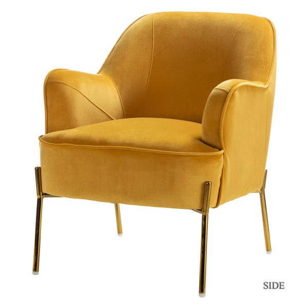 Nora Mustard Velvet Mid Century Modern Accent Chair 1