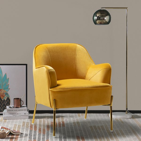 Nora Mustard Velvet Mid Century Modern Accent Chair