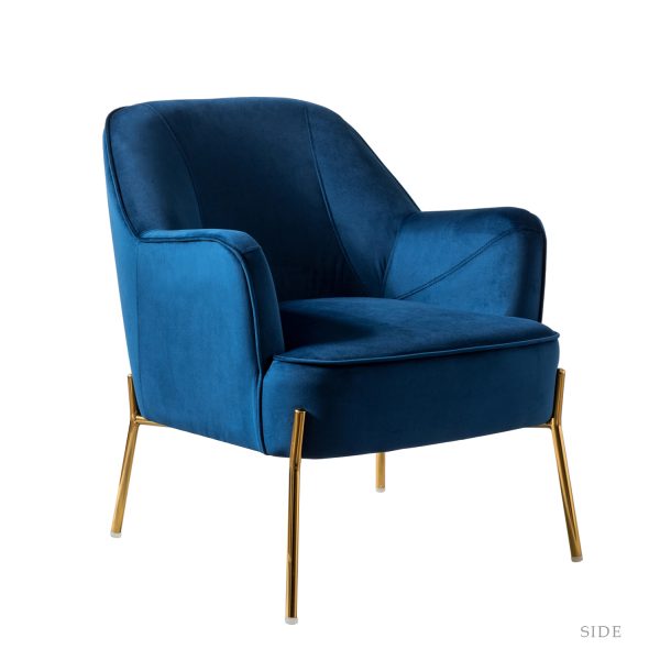 Nora Navy Velvet Mid Century Modern Accent Chair With Gold Legs 1