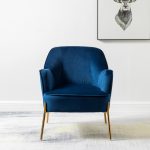 Nora Navy Velvet Mid-Century Modern Accent Chair With Gold Legs 6 Nora Navy Velvet Mid-Century Modern Accent Chair With Gold Legs