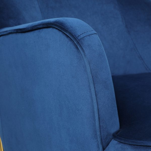 Nora Navy Velvet Mid Century Modern Accent Chair With Gold Legs 4
