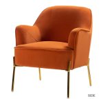 Nora Orange Velvet Mid-Century Modern Accent Chair with Gold Legs
