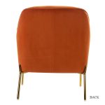 Nora Orange Velvet Mid-Century Modern Accent Chair with Gold Legs