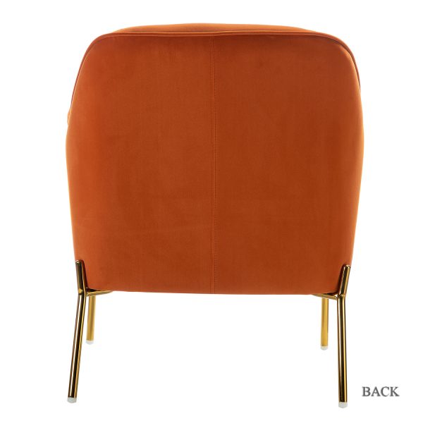 Nora Orange Velvet Mid Century Modern Accent Chair with Gold Legs 2