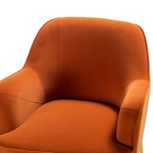 Nora Orange Velvet Mid Century Modern Accent Chair with Gold Legs 4