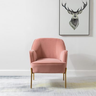 Nora Pink Velvet Mid-Century Modern Accent Chair