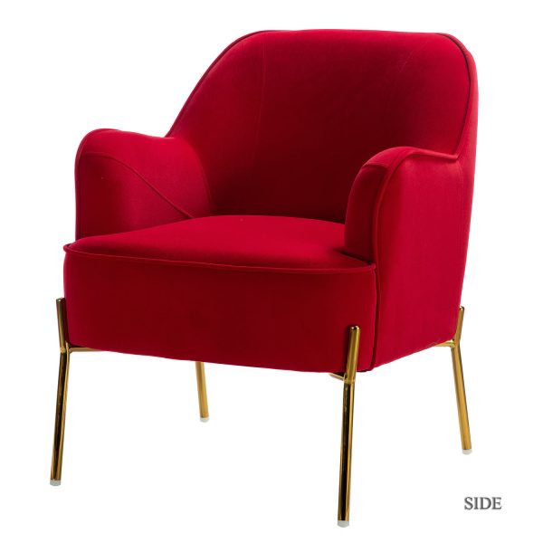 Nora Red Velvet Mid Century Modern Accent Chair 1