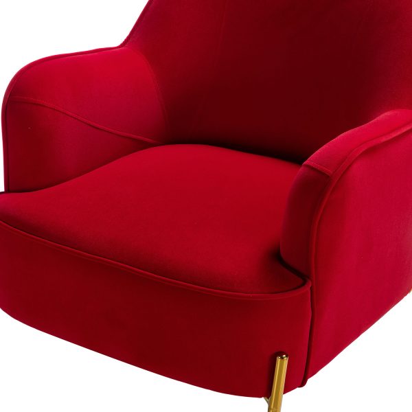 Nora Red Velvet Mid Century Modern Accent Chair 3