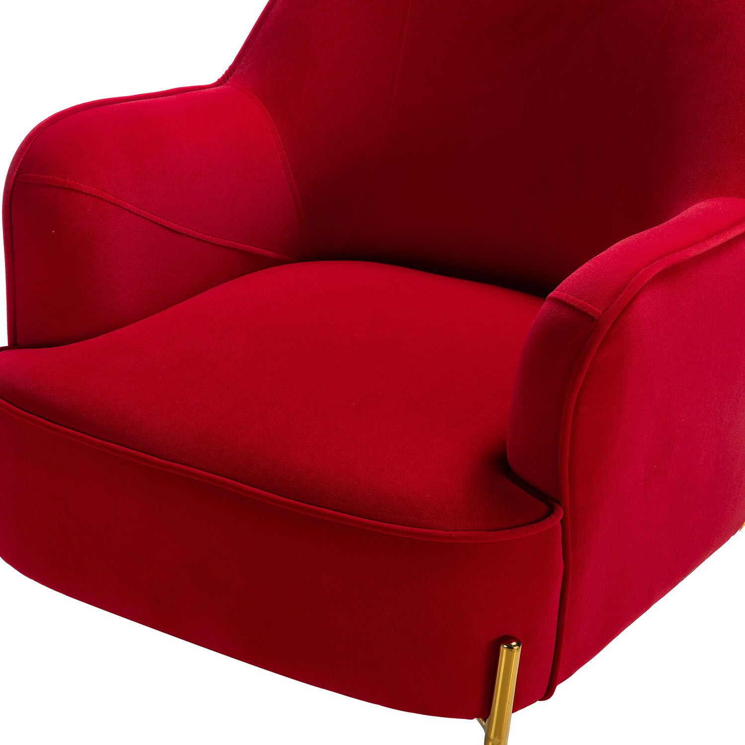 Nora Red Velvet Mid-Century Modern Accent Chair 4 Nora Red Velvet Mid-Century Modern Accent Chair - Image 4