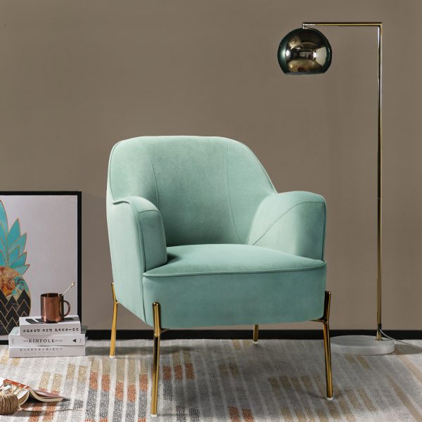 Nora Sage Velvet Gold Leg Mid Century Modern Accent Chair