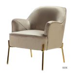 Nora Tan Velvet Mid-Century Modern Accent Chair with Gold Legs