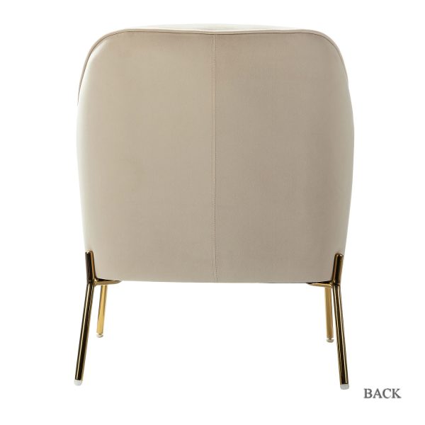 Nora Tan Velvet Mid Century Modern Accent Chair with Gold Legs 2